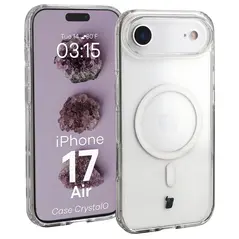 Etui z pierścieniem magnetycznym Bizon Case CrystalO Magnetic do Apple iPhone 17 Air przezroczyste