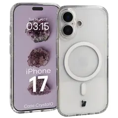Etui z pierścieniem magnetycznym Bizon Case CrystalO Magnetic do Apple iPhone 17 przezroczyste