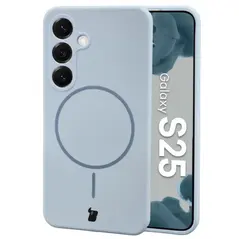 Silikonowe etui z pierścieniem magnetycznym Bizon Soft Case Magnetic do Samsung Galaxy S25 błękitne