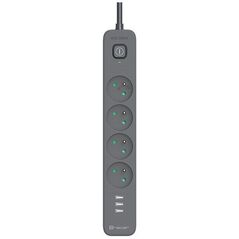 Listwa zasilająca antyprzepięciowa TRACER Power Line+ mobile ready 5 m (4 gniazda + 3x USB A, 5V 2,4A)