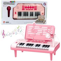 Elektroniczne Pianinko Edukacyjne Z Podstawką Na Nuty Mikrofon 24K Różowe LEAN Toys