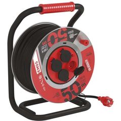 Przedłużacz Emos P084505 zwijany guma/guma 4 gniazda, 3x1,5, 50m metal