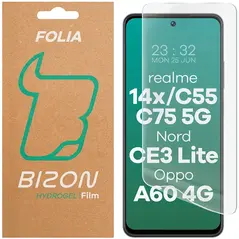 Folia hydrożelowa na ekran Bizon Glass Hydrogel Front do Realme 14x 5G / C55 / C75 / OnePlus Nord CE 3 Lite / Oppo A60 4G
