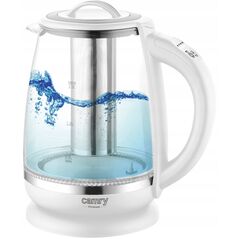 Czajnik szklany CR 1290 CAMRY z zaparzaczem Kettle glass 2,0 l - white
