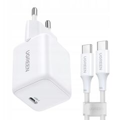 Ładowarka sieciowa UGREEN X513 30W GaN USB-C + kabel USB-C 1m biała