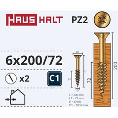 ΒΙΔΑ ΓΙΑ ΝΟΒΟΠΑΝ 6.0X200/72 YLW ZN 2PCS