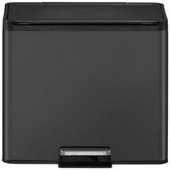 Pedal bin, EKO Essential, black, stainless steel, 3-compartment, 3x9 ltr., with soft close lid