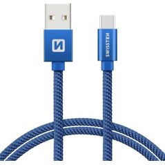 Kabel USB Swissten USB-A - USB-C 0.2 m Niebieski (71521108)