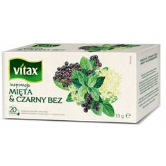 Herbata VITAX Inspiracje, mięta i czarny bez, 20 torebek