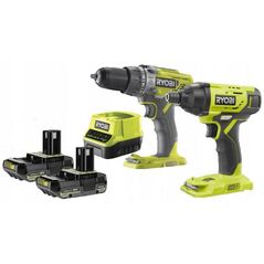 Ryobi ONE+ wiertarko- wkretarka + zakretarka z udarem + 2 akumulatory 2.0AH i ladowarka, zestaw
