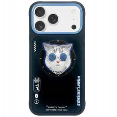 Etui Nimmy Glasses Cool Cat MagSafe do iPhone 17 Pro Max czarno niebieski