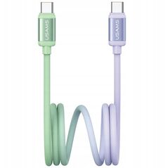 Kabel USB-C / USB-C USAMS Bicolor Series SJ756 PD 60W 1.2m zielono fioletowy