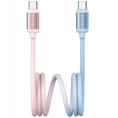 Kabel USB-C / USB-C USAMS Bicolor Series SJ756 PD 60W 1.2m niebiesko różowy