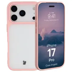 Etui Bizon Case Angelo do Apple iPhone 17 Pro półprzezroczyste z jasnoróżową ramką