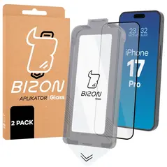 Szkło hartowane z ramką do łatwej aplikacji Bizon Glass Aplikator do Apple iPhone 17 Pro [2 PACK]