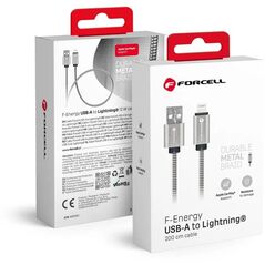 Kabel USB A do Lightning Forcell F-Energy 2,4A 12W Metal 2 m C236 srebrny