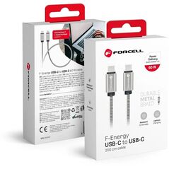 Kabel USB C do USB C Forcell F-Energy QC4.0 PD 3A 66W Metal 2 m C237 srebrny