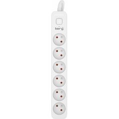 Kerg Przedłużacz KERG z wyłącznikiem-6 gniazd-biało-szary-3m-16A-H05VV-F-3x1,5mm2