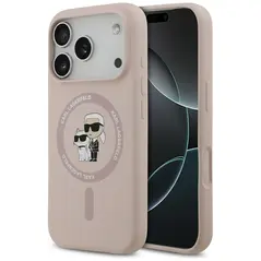 Etui Karl Lagerfeld Silicone Karl&Choupette Ring MagSafe do Apple iPhone 17 Pro różowy