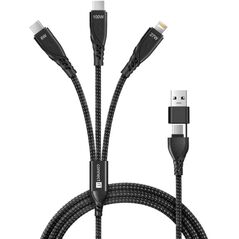 CONNECT IT Nabíjecí kabel Wirez 6v1, USB-C/USB, Lightning + 2x USB-C, 1.25m, černá