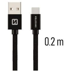 Swissten Textile Universal Quick Charge 3.1 USB-C Data and Charging Cable 20 cm