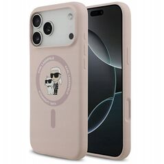 Etui Karl Lagerfeld Silicone Karl&Choupette Ring MagSafe do iPhone 17 Pro Max różowy
