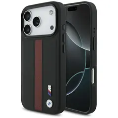 Etui BMW M Perforated Stripe Logo MagSafe do iPhone 17 Pro czerwony