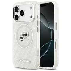 Case Karl Lagerfeld IML Glitter Karl & Choupette Heads Logo MagSafe for iPhone 17 Pro gray