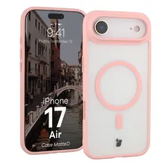 Etui z pierścieniem magnetycznym Bizon Case MatteO do Apple iPhone 17 Air przydymione-jasnoróżowe
