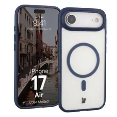 Etui z pierścieniem magnetycznym Bizon Case MatteO do Apple iPhone 17 Air przydymione-granatowe