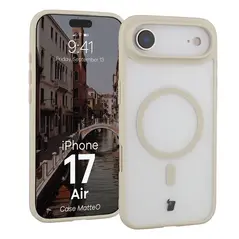 Etui z pierścieniem magnetycznym Bizon Case MatteO do Apple iPhone 17 Air przydymione-beżowe