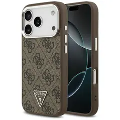 Etui Guess 4G Triangle Logo MagSafe do iPhone 17 Pro brązowy srebrny