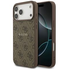 Etui Guess 4G Ring Classic Logo MagSafe do iPhone 17 Pro Max, brązowe
