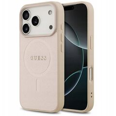Etui Guess Saffiano Classic Logo MagSafe do iPhone 17 Pro różowy