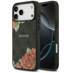 Etui Guess 4G Flowers Print MagSafe do iPhone 17 Pro czarny