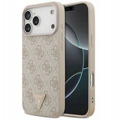 Etui Guess Leather 4G Triangle Strass MagSafe do iPhone 17 Pro Max różowy