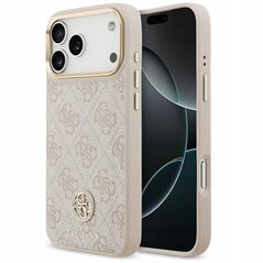 Etui Guess 4G Strass Logo MagSafe do iPhone 17 Pro Max różowy