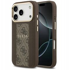 Etui Guess 4G Stripe MagSafe do iPhone 17 Pro brązowy