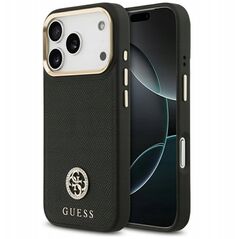Etui Guess Grained Strass Logo MagSafe do iPhone 17 Pro czarny