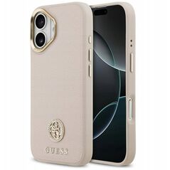 Etui Guess Grained Strass Logo MagSafe do iPhone 17 różowy