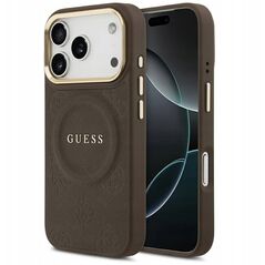 Etui Guess Peony Hot Stamp MagSafe do iPhone 17 Pro brązowy