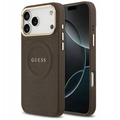 Etui Guess Peony Hot Stamp MagSafe do iPhone 17 Pro Max brązowy