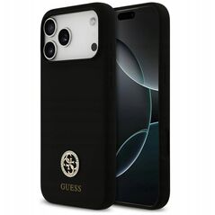 Etui Guess Silicone Logo Strass 4G MagSafe do iPhone 17 Pro Max czarny