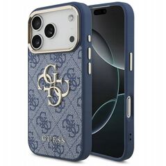Etui Guess 4G Big 4G Classic Logo do iPhone 17 Pro niebieski złoty