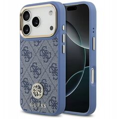 Etui Guess 4G Strass Logo MagSafe do iPhone 17 Pro niebieski