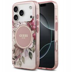 Etui Guess IML Flower & Tonal Circle MagSafe do iPhone 17 Pro różowy