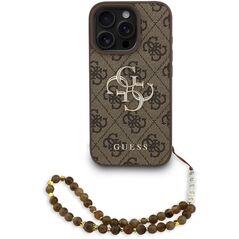 Etui Guess 4G Strap 4G Classic Logo do iPhone 16 Pro brązowy