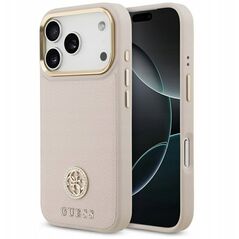 Etui Guess Grained Strass Logo MagSafe do iPhone 17 Pro różowy