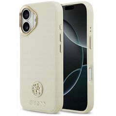 Etui Guess Grained Strass Logo MagSafe do iPhone 17 beżowy
