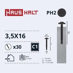 ΑΥΤΟΒΙΔΑ 3,5X16 MET/MET PHO+DRIL30PCS